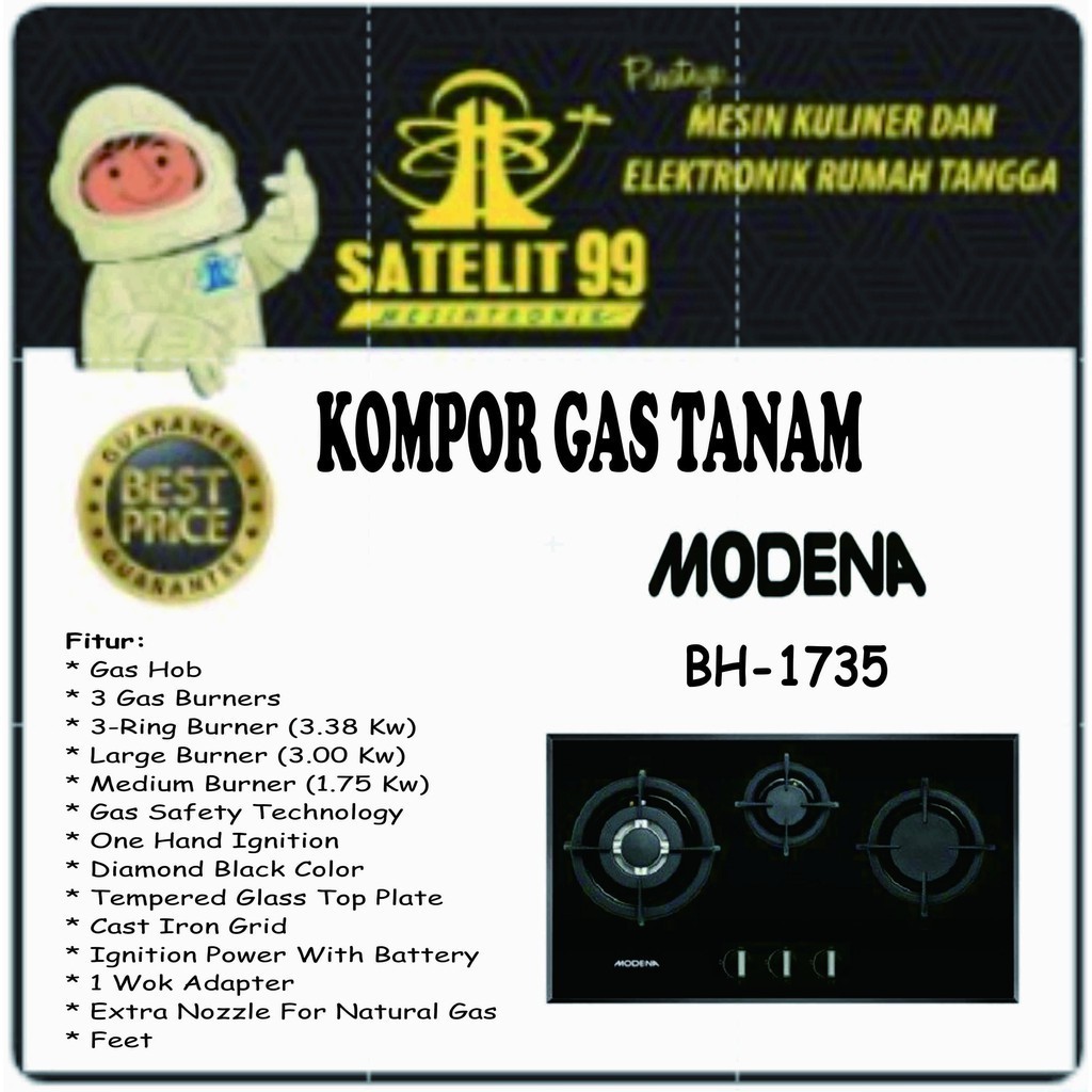 Kompor Gas Tanam 3 Tungku MODENA BH-1735