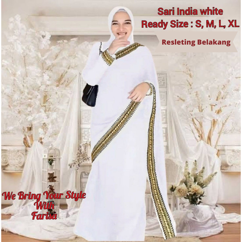 27 Baju Pesta Wanita Muslim Gamis Sari India Putih Gamis Kondangan Gaun Pesta Muslimah Gamis India T