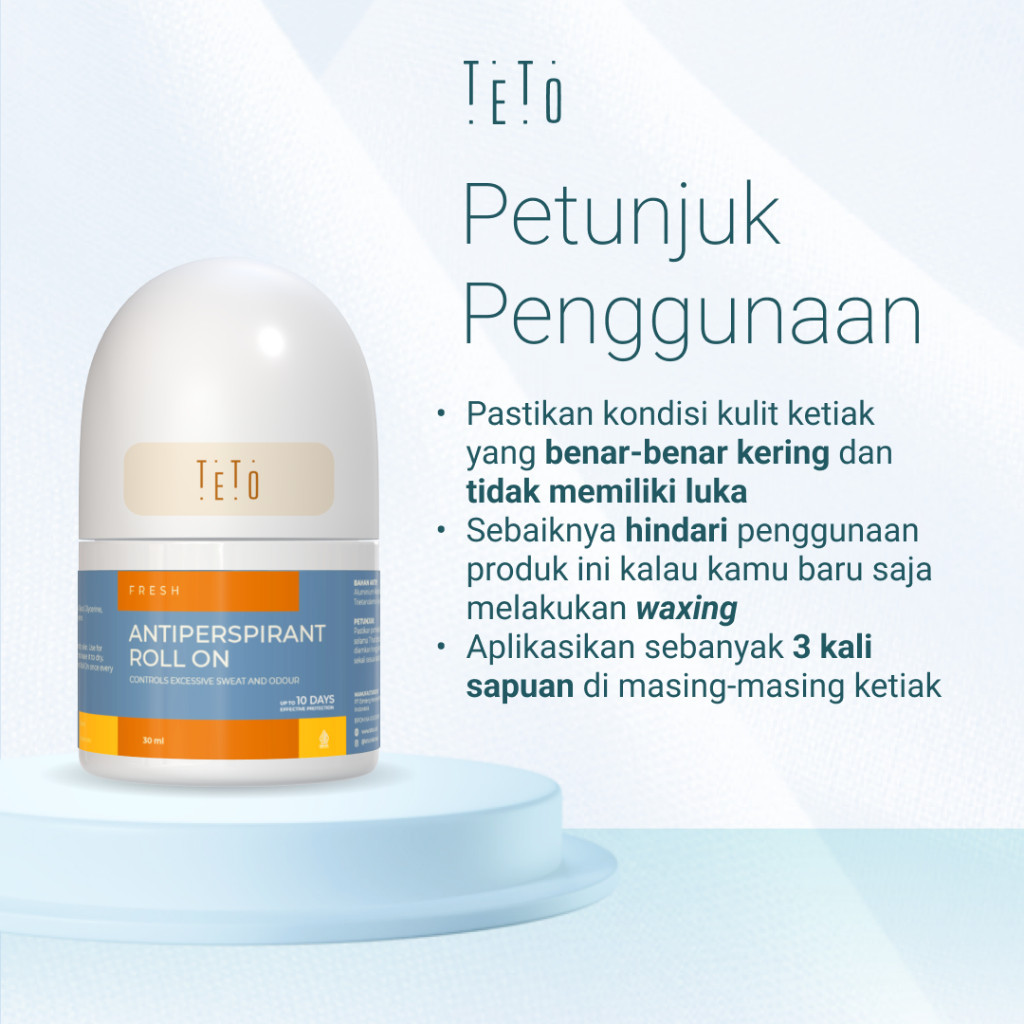TETO -  Antiperspirant 30ml yang mengurangi keringat & bau hingga 10 Hari - Fresh