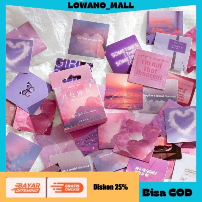 

[[LOWANOMALL]] TERLARIS Moonlight Lilac Pink Stickers 46 Pcs Planner Journal Diary Sticker COD