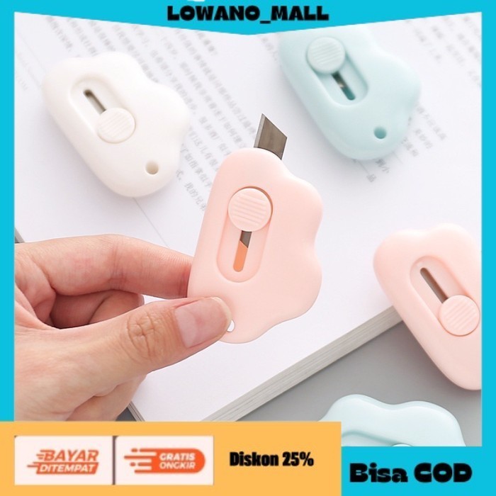 

[[BEST QUALITY]] TERLARIS Cutter Mini Cloud Plain Series Pemotong Kertas Pembuka Paket Pisau BROKEN WHITE COD