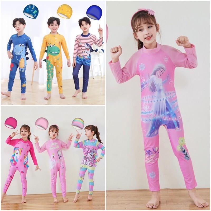[PROMO SPESIAL] Baju Renang Anak Import Lengan Panjang 3D | Baju Renang Import Anak lengan Panjang