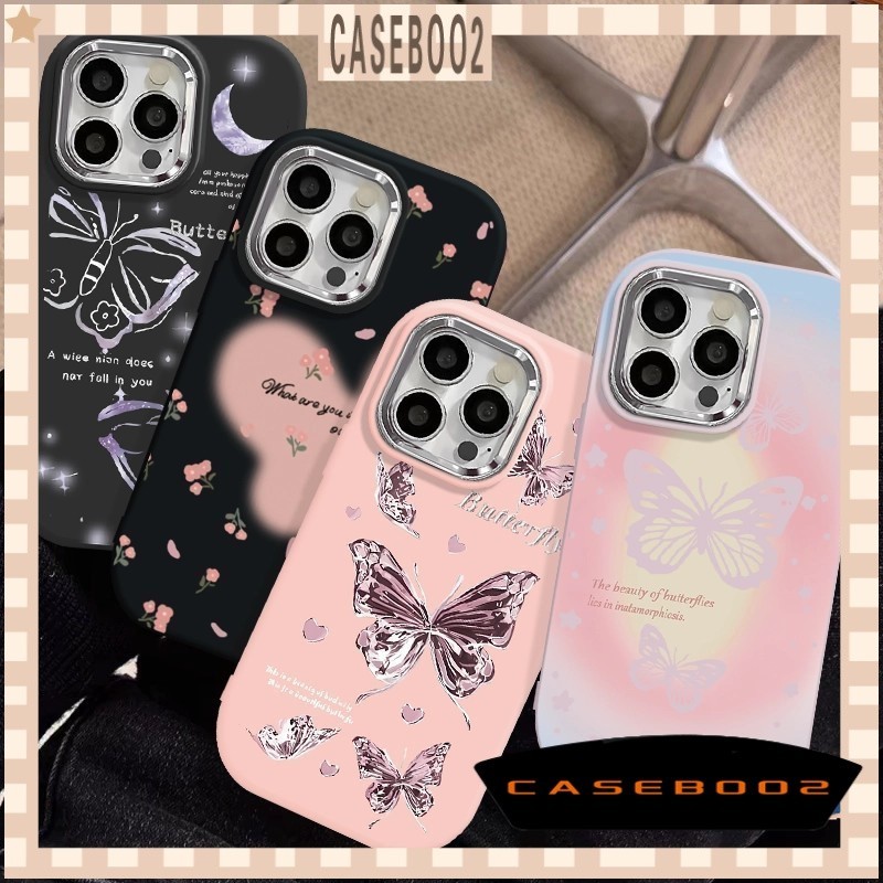 CaseBoo Merek Sekarang Bergaya Dan Romantis Kupu Pasangan Grafiti Casing Kompatibel Untuk IPhone 11 