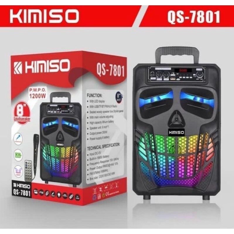 SPEAKER BLUETOOTH FULL BASS 16INCH SPEAKER NIRKABEL BLUETOOTH PORTABEL KIMISO QS-7801 BONUS MIKROFON