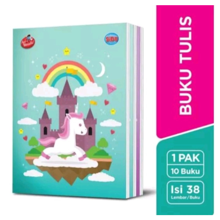 

Buku tulis sekolah sidu isi 38 lembar garis kwarto / kecil A5 1 pack isi 10 buah buku sinar dunia