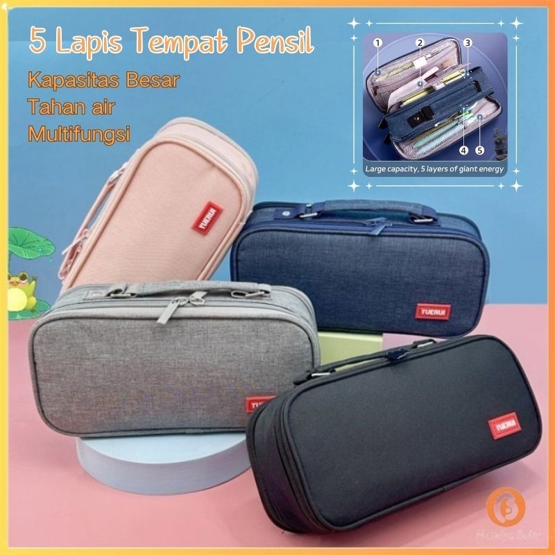 

【Penjual Lokal】5 Layer Tempat Pensil Pembukaan Ritsleting Ganda Besar Kapasitas Tas Pensil Portabel Untuk Penyimpanan Alat Tulis