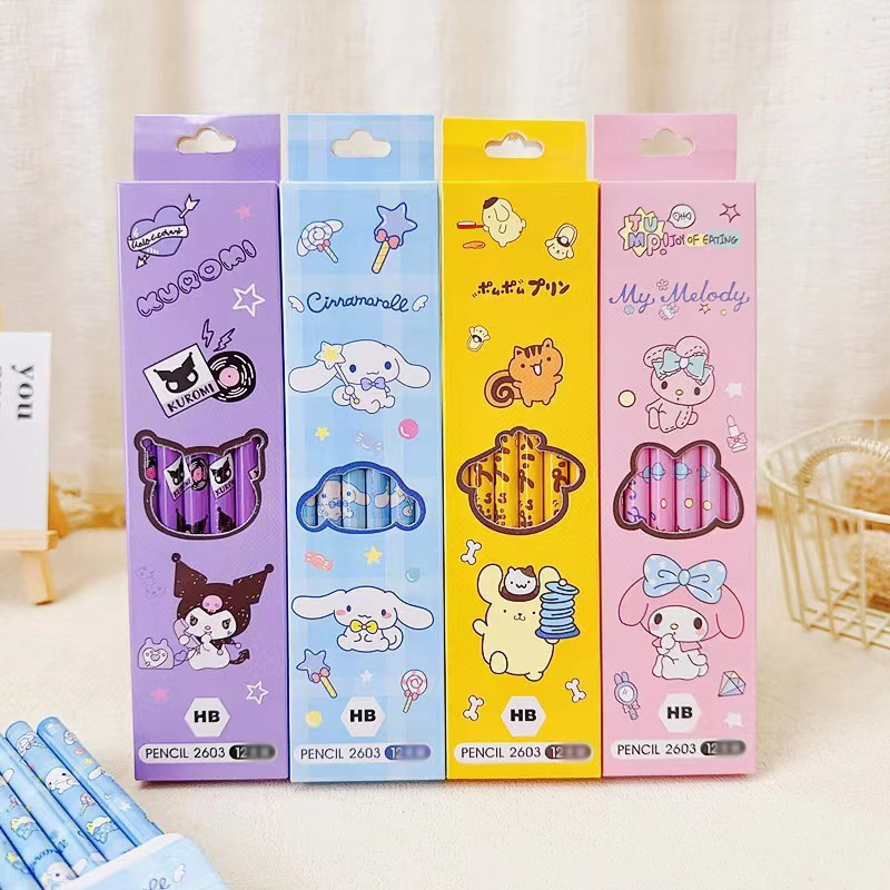 

✨COD Pensil Kartun Sanrio Set 12 Potong Pensil Murid Pensil Gambar Anak-GS