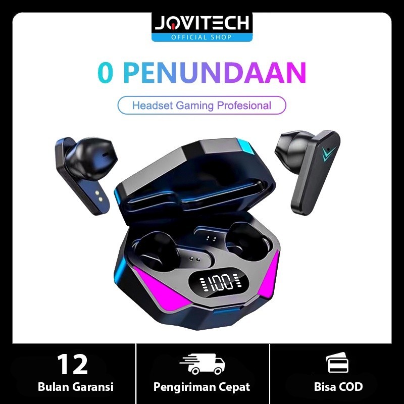 PRODUK TERBARU # Jovitech Headset Bluetooth Gaming TWS X15 Bluetooth V5.2 LED Smart Display Headset 