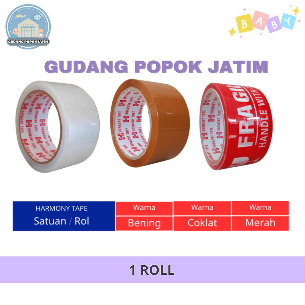 

LAKBAN BENING, LAKBAN COKELAT, LAKBAN FRAGILE 90 YARD ISOLASI SELOTIP 45MM PER ROLL / PER PCS GPJ