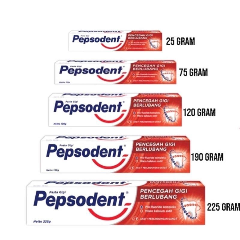 Pepsodent Pasta Gigi 25gr 75gr 120gr 190gr 225gr Odol Pepsodent