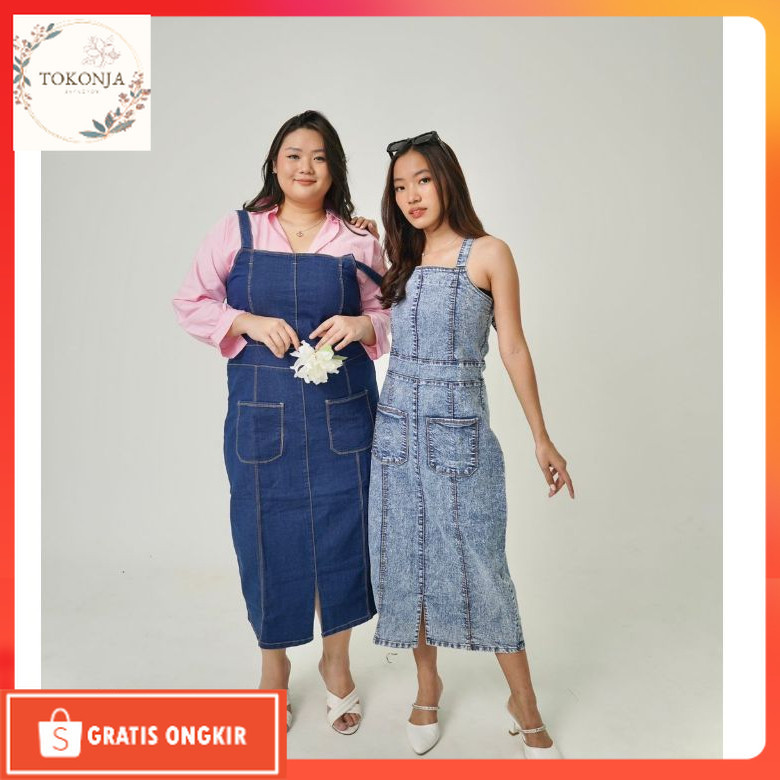 One Set Terbaru / LUCYA MIDI OVERALL WANITA NORMAL DAN JUMBO