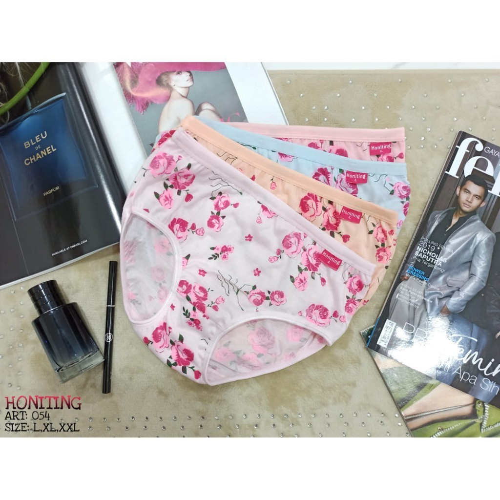 6 PCS | Celana Dalam WANITA Dewasa / CD WANITA Dewasa / L-XXL / MOTIF / BUNGA  / 054 HONITING