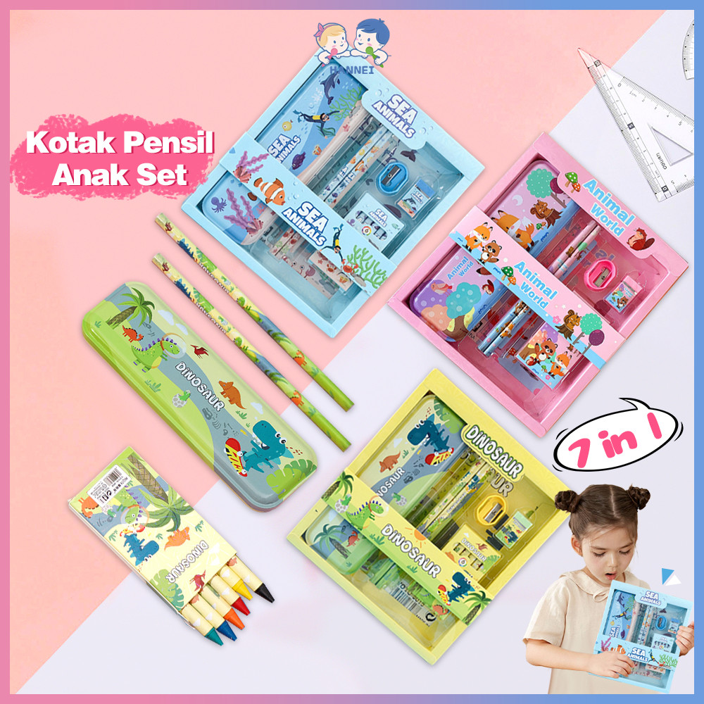 

Zyd Hannei 6 In1 Kotak Pensil Anak Sd Alat Tulis Set Kartun Stationery Set Lengkap Tempat Pensil Set