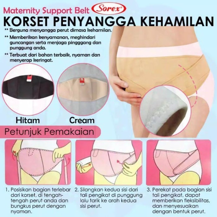 promo ✨ -korset hamil sorex / maternity belt/ penyangga perut ibu hamil - 4427 Hitam