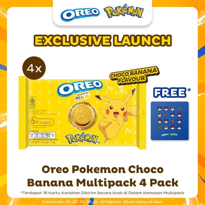 

Oreo Pokemon Chocolate Banana 165.6g [Multipack Isi 6] - 4 Pack