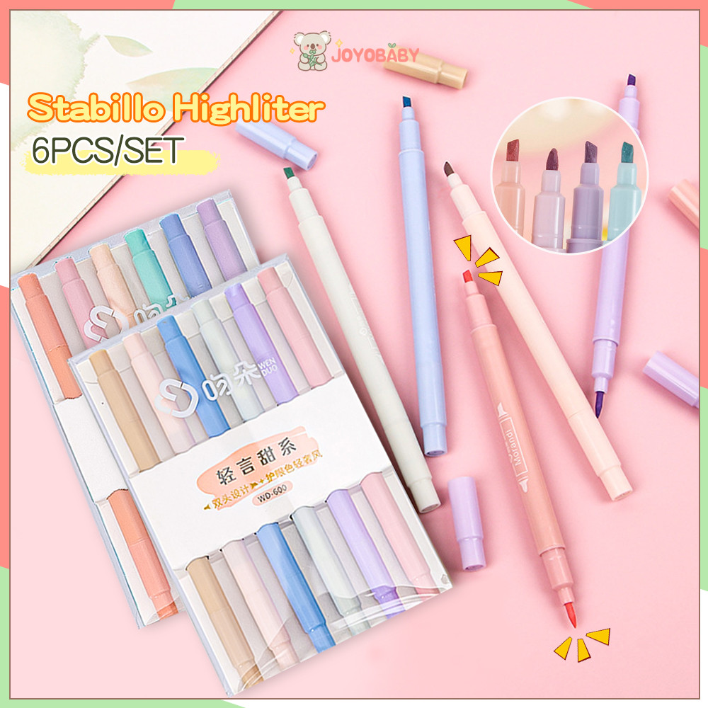 

JOYOBABY Highlighter pastel stabilo Double Tip Stabilo Warna Warni 6 Warna Stabilo set