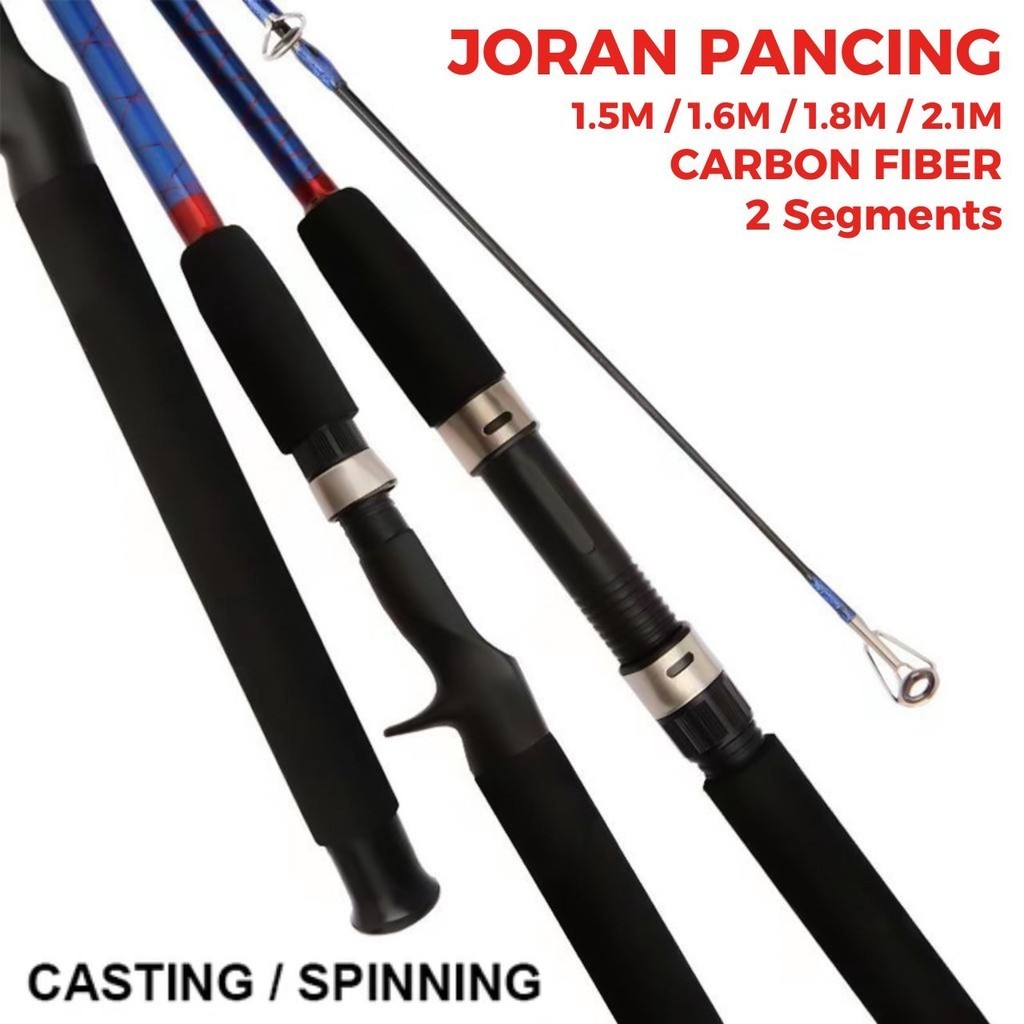 Joran Pancing Spinning 210cm Carbon Fiber Joran Sambung 2 Sections Spinning Rod Lure Wt 80-150g