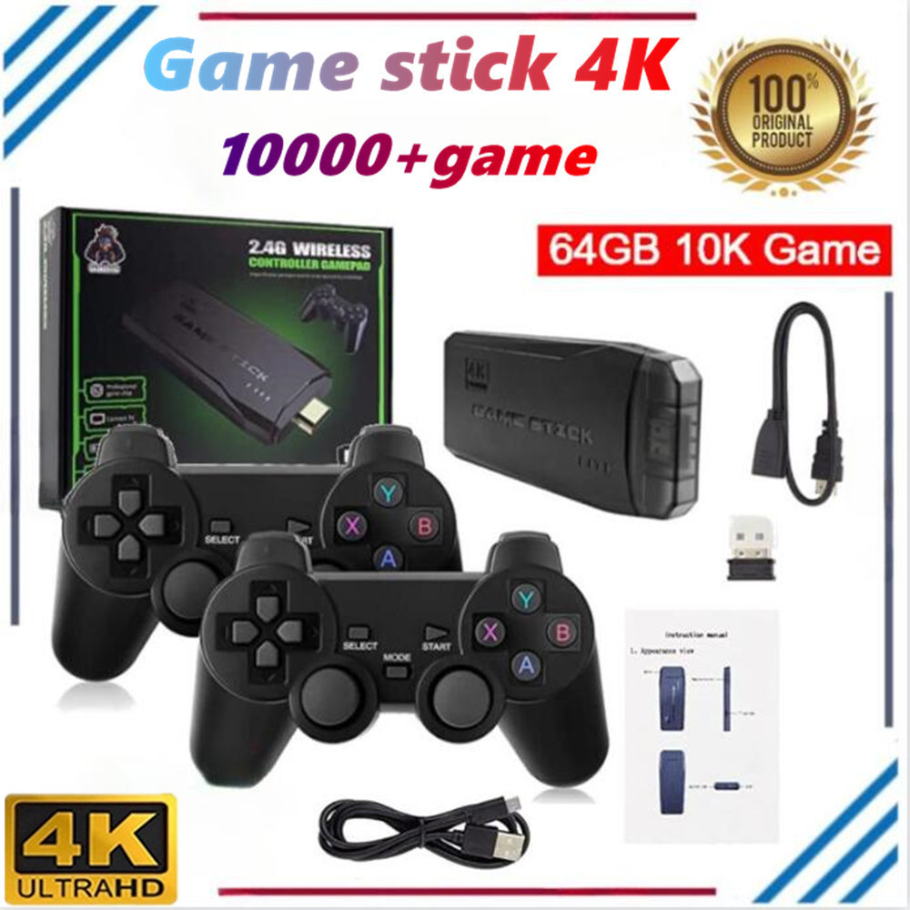 Game Stick 4K ps 2 full game + stick 2 Console Wireless Gamepad 64GB/32GB HDMI TV Retro Video Game P