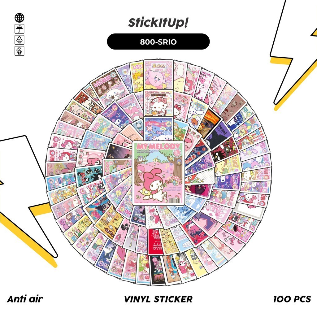 

COD✨ 100 Pcs Stiker Pack Sanrio Comic Magazine Lucu Aesthetic Vynil Waterproof untuk Freebies Sticker Buku Journal Casing HP Laptop