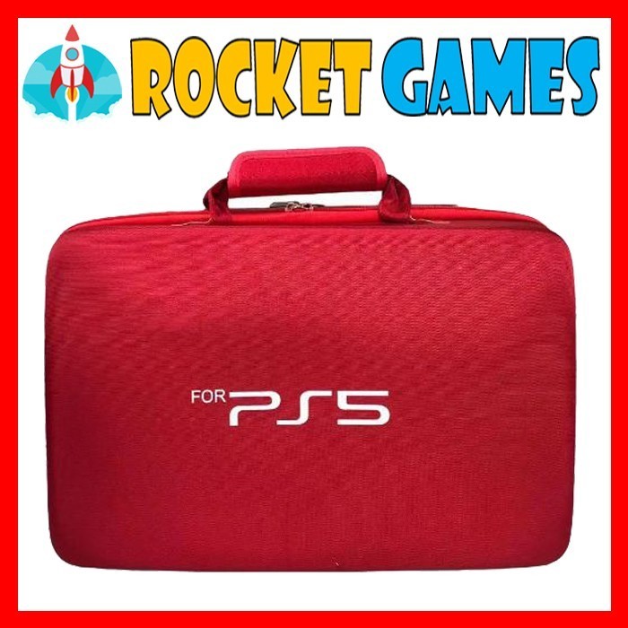 Sale- PS5 Tas Bag PS5 Koper PS5 Gaming Waterproof Travel Storage Eva For PS5 - Merah