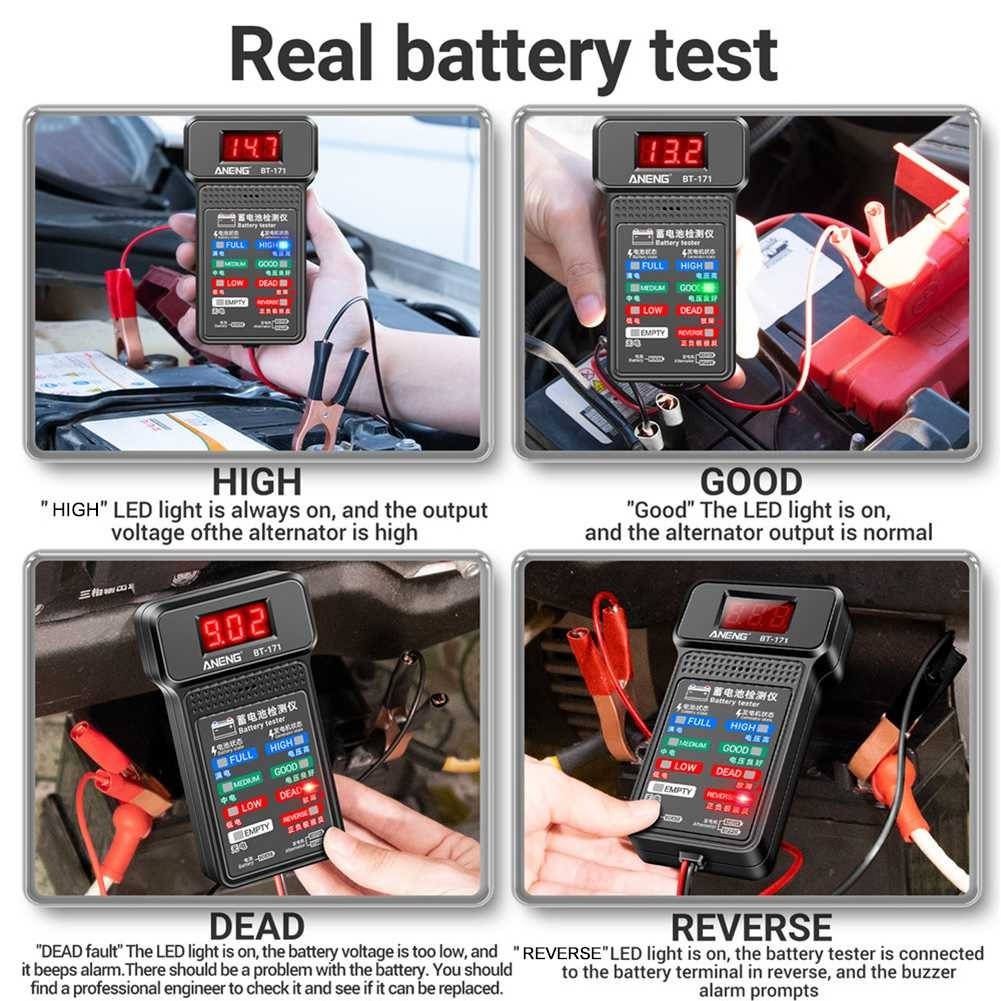 Jawara ANENG Tester Baterai Aki Mobil Digital LED Screen 12V with Clamp  BT171 qualiity