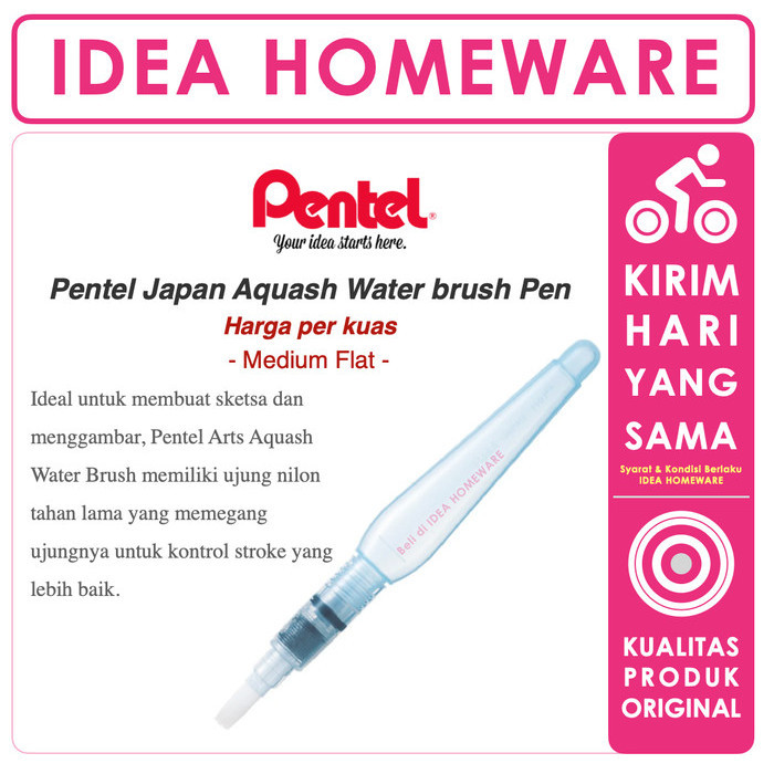 

BEST QUALITY~[Limited Stock] Brush Pen Water Brush Pentel Aquash Round Flat Original XFRH - Flat Medium