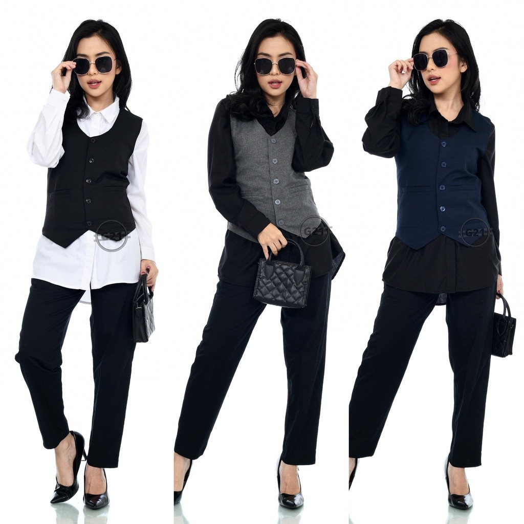 new✨ -Rompi Vest Jas Wanita Formal Hitam Slimfit Kerja Kantor Premium High Quality Rompi Wanita Form