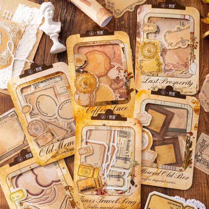 

30 Lembar Kertas Kraft Bahan Scrapbook Jurnal Album COFFEE IMPRINT SERIES Vintage Paper