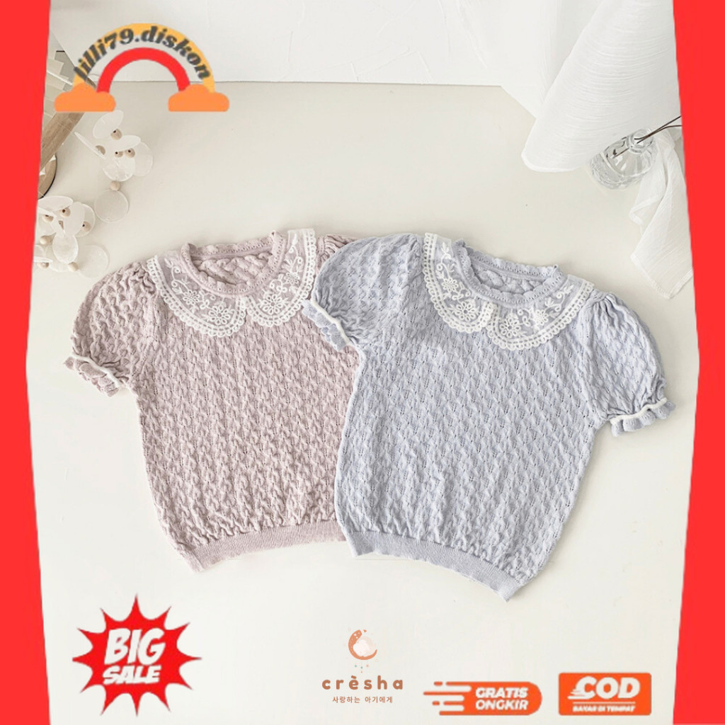 BEST SELLER ~Cresha - Yujin Lightweight Knit Blouse | Blouse Anak Perempuan Korean Style