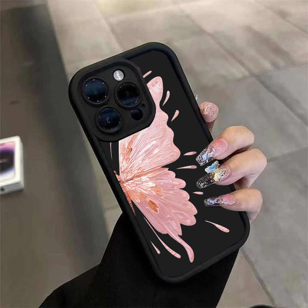 Casing hp iPhone 11 15 13 12 14 Pro Max XR iPhone 7 Plus 8 6 6S XS Max Rose Gold Butterfly Case InFa