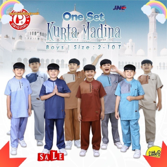 PROMO-Setelan Koko Anak Kurta Madina Paddle Kids - Coklat, 2