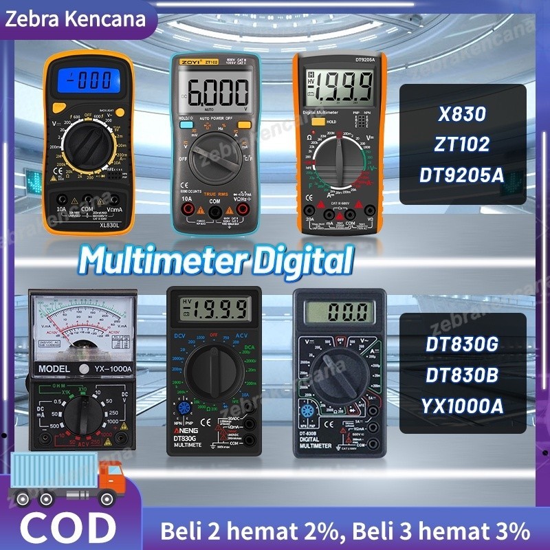 Multimeter Digital DT-9205A/xl830l/DT830G/DT830B/YX1000A/ZT102 Penguji Kapasitansi Pengukur Multimet