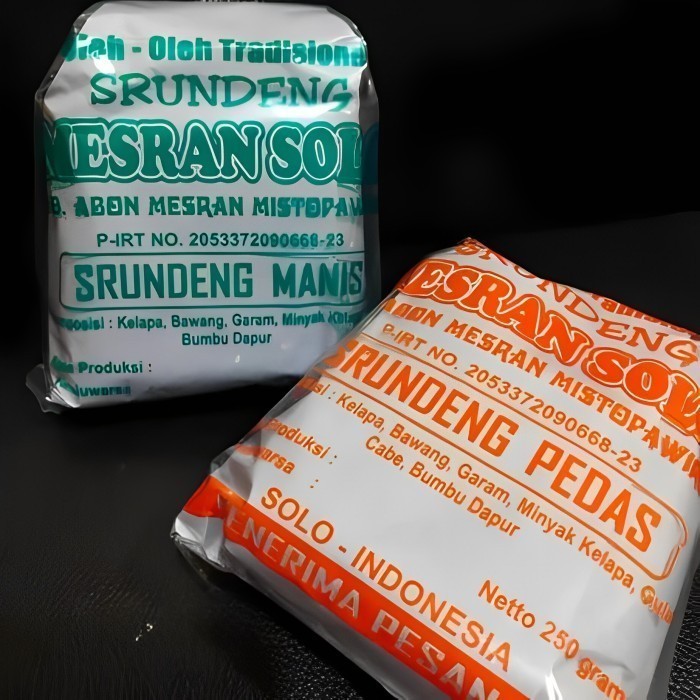

RB Serundeng Kelapa Pedas dan Manis Mek Mesran Solo 250 gram
