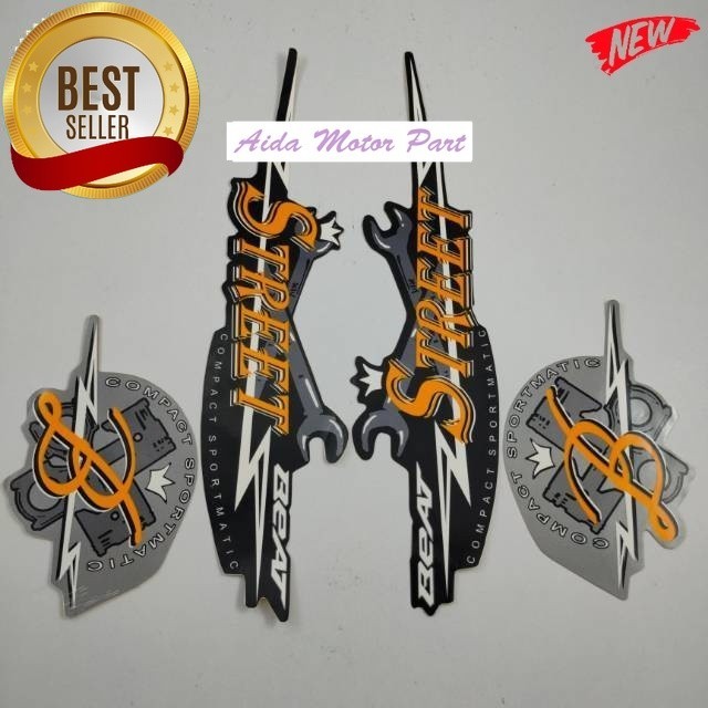 Striping Stiker Decal Polet Lis honda beat street 2020 all new hitam silver stiker list body motor s
