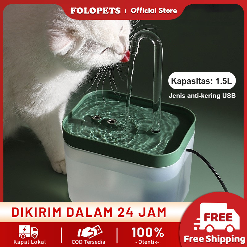 FOLOPETS Water Fountain Kucing Tempat Minum Kucing Air Mancur Otomatis Pet Fountain Dispenser Minum 