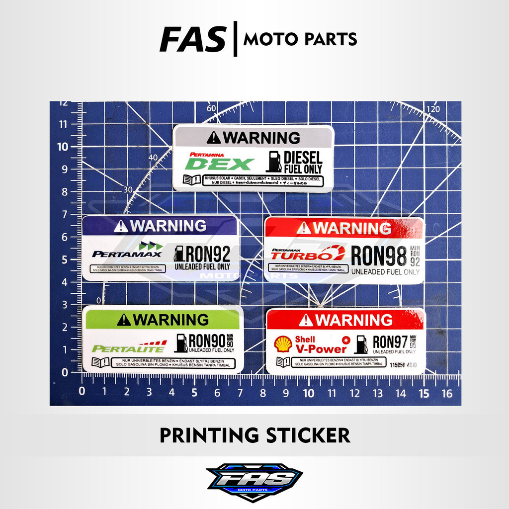 Stiker Warning Ron 92 98 Pertalite Pertamax Turbo Dexlite Shell V Power