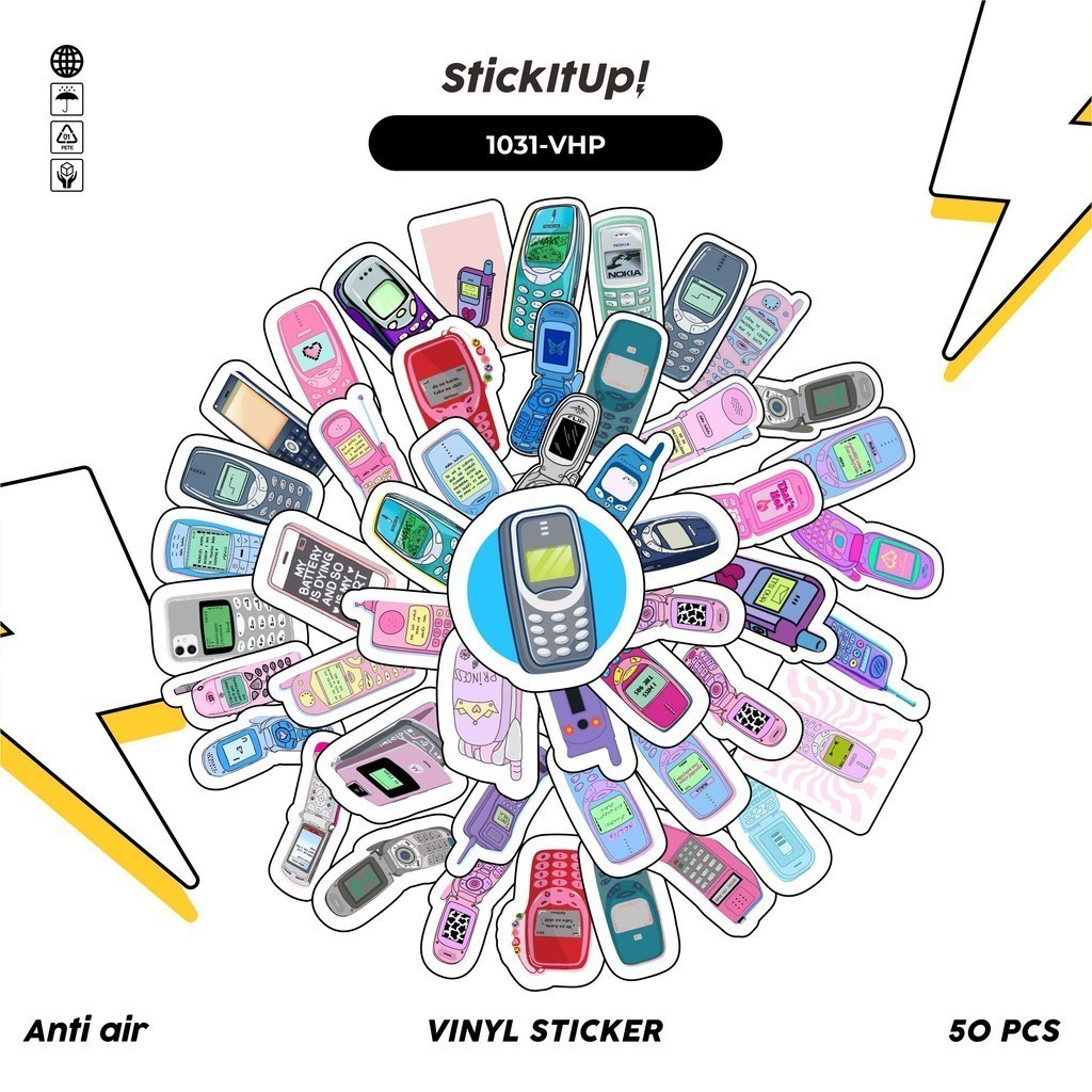 

COD✨ 100 Pcs Stiker HP Jadul/Vintage Handphone Lucu Anti Air Untuk Dekorasi Notebook Sepeda Skateboard Handphone DIY