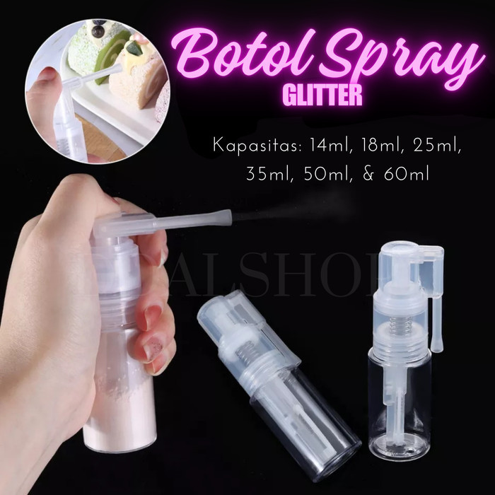 

[[ K23 - BEST SELLER ]] Botol Semprotan Spray Glitter Bubuk Tabur Semprot Powder Bahan PET - 18ml