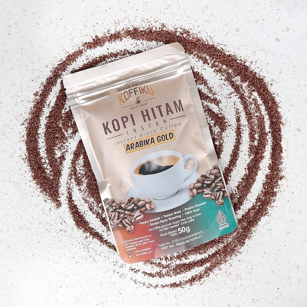 

50g ARABICA GOLD biji premium Kopi Hitam Tanpa Ampas - KOFFIKU