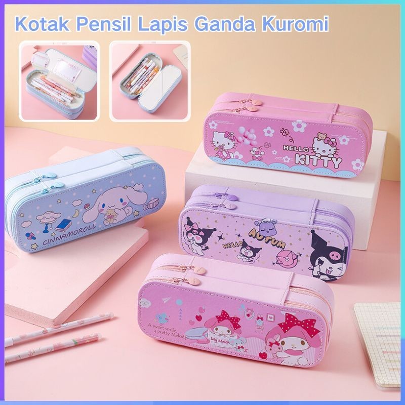 

【COD】Kotak Pensil Lapis Ganda Kuromi/Kotak Pensil Kartun Sanrio/Kotak Pensil Kapasitas Besar, Hadiah Sekolah, Penyimpanan Alat Tulis