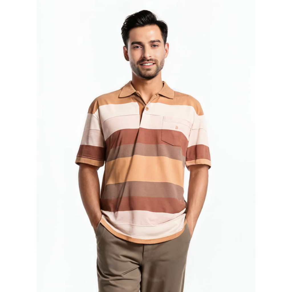 Baverre Man by Hassenda - Kaos Polo Shirt Pria Kerah Lengan Pendek Rico Coklat