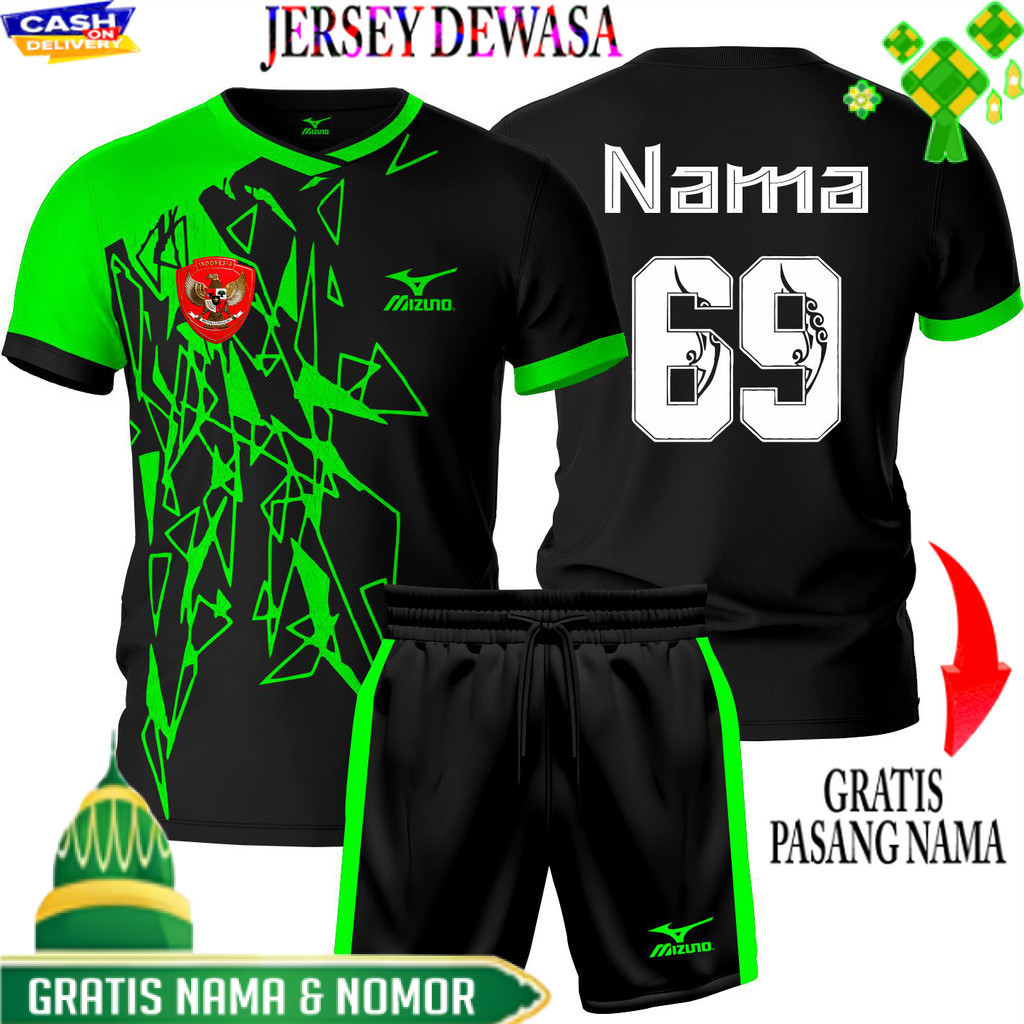 [COD] Baju Bola Jersey Futsal Custom Jersey Bola jersey volly Baju Futsal Sablon Nama + Nomor Mizuno