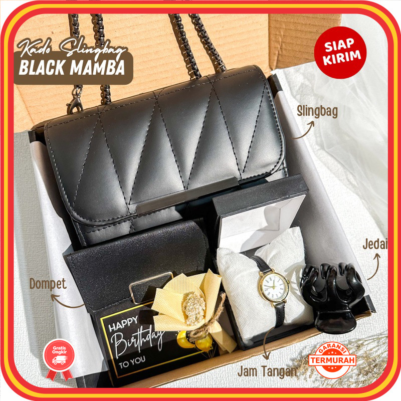 

Termurah Souvenir Kado Nikahan Teman BEstie Keren / - Kado Cewek Mamba Black Edition | Gift Box Slingbag | Hampers Ultah Wisuda Anniversary