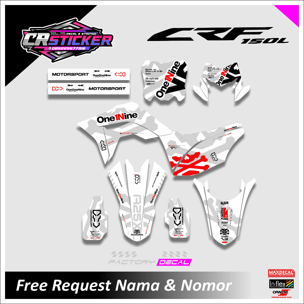 DECAL STICKER CRF 150L Design Update 2023 Terbaru DECAL STIKER CRF 150L tema KSR | Oneonenine ( CUST