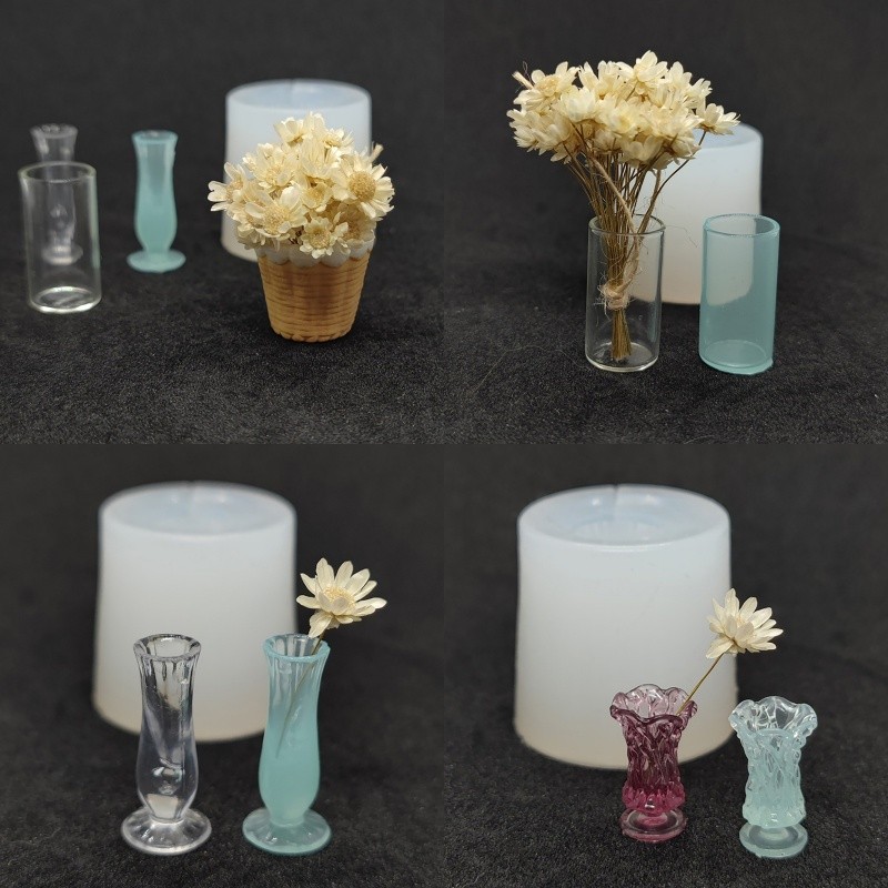

Silicone Dollhouse Miniature Flower Vase Mold DIY Mini Doll House Home Decoration Pretend Play Ornament Epoxy Resin Caste Mould
