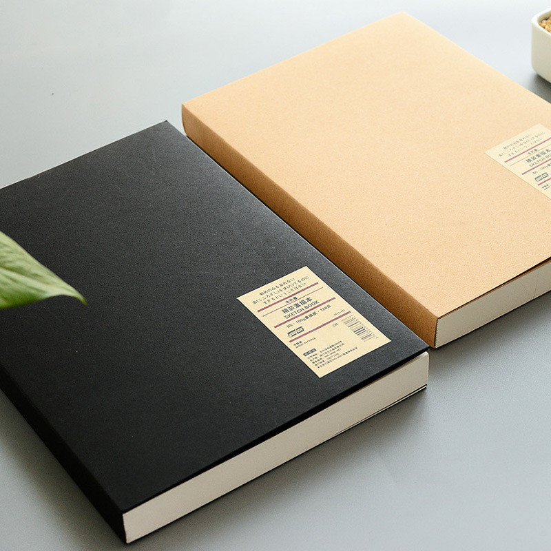 

128 Pages Solid Color Kraft Paper 16K Drawing Book Black Card Drawing Student Notebook Sketch Book Cardboard Painting Sketchbook