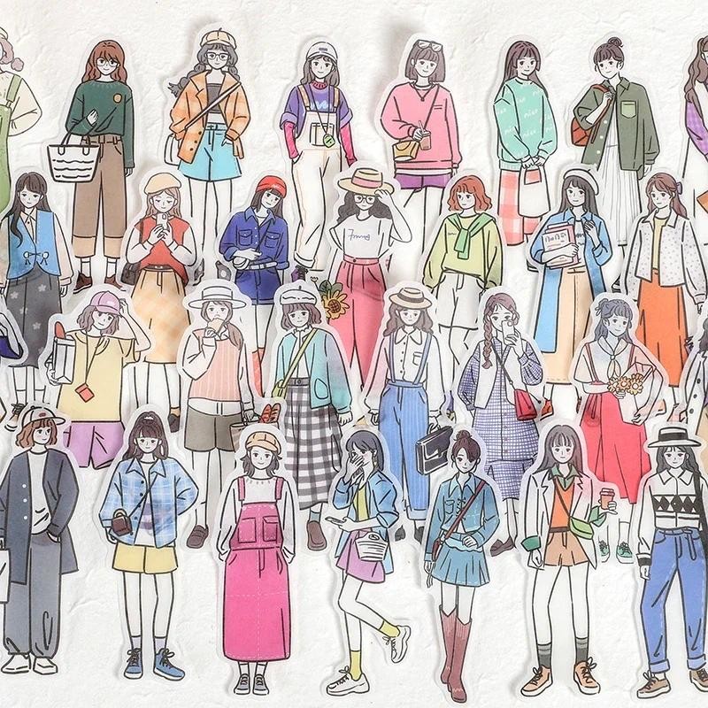 

Journamm 40pcs/pack Kawaii Girls Stickers Set DIY Scrapbooking Art Collage Photo Album Creative Stationery Craft Ins Stickers