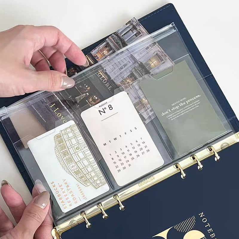 

A5/A6 Loose Leaf Cash Card Envelopes for Budgeting Clear Zipper Folders Binder Pockets Bag for 6-Hole Pouch Document Filing