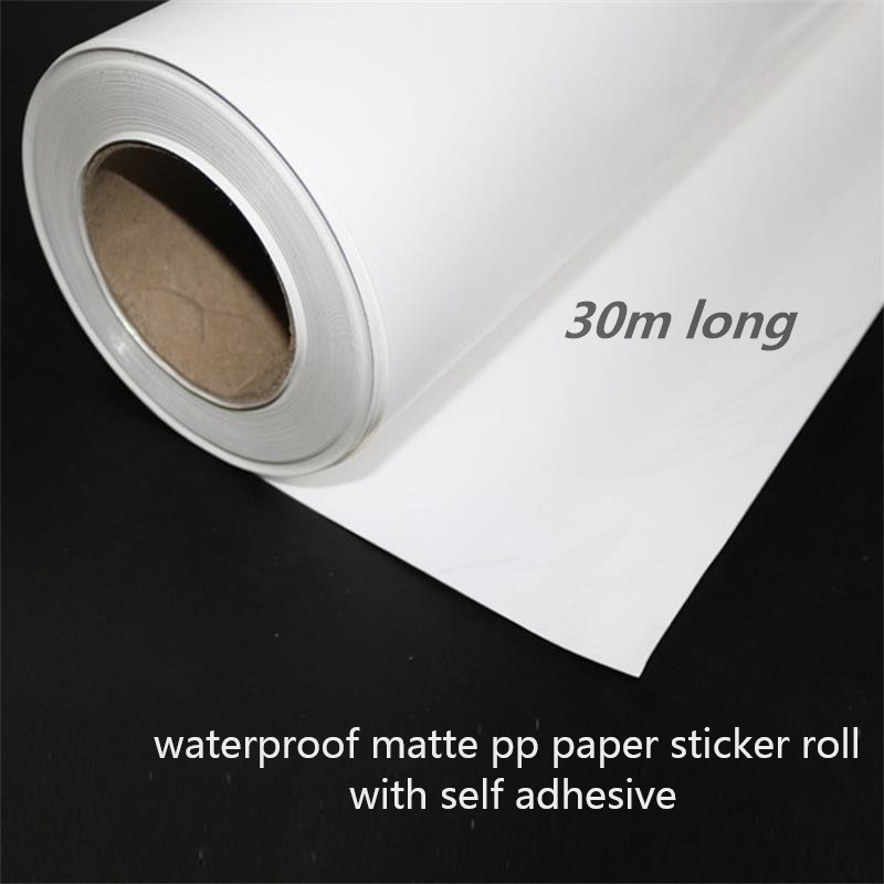 

30m Long Matt Self Adhesive PP Paper Water Based Synthetic Sticker Paper Rolls Self-Adhesive Paper Dye Ink Printing Hot Selling