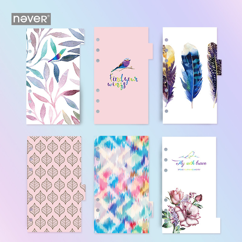 

Never Fly Bird Series Index Pages Divider for Filofax Dokibook Spiral Planner Notebooks Bookmarks Refill 6pcs School Stationery